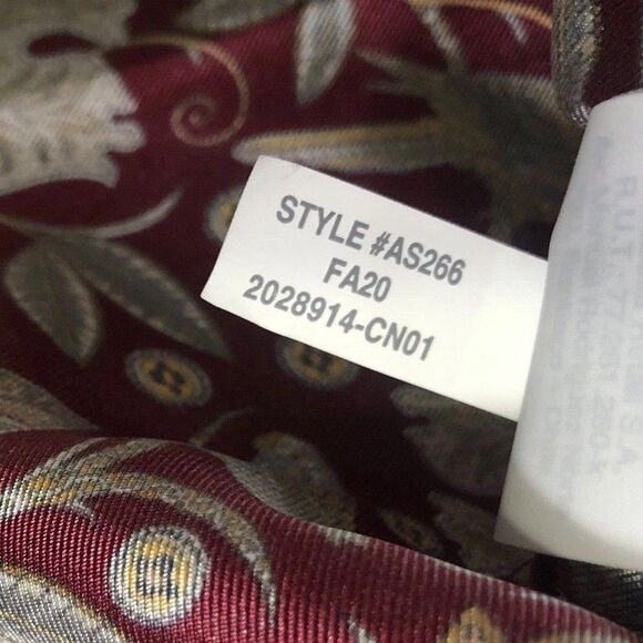 J.Crew Collection Blouse Womens 0 Jungle Cat Print Silk Twill Shirt Maroon AS266 - Picture 6 of 12